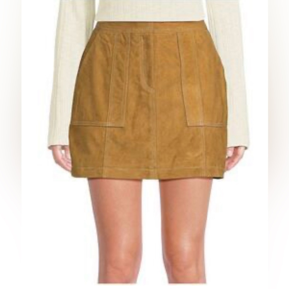 NWT Le’ALX Suede Pick Stitch‎ High Rise Pencil Mini Skirt - Size Medium